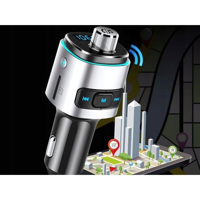LED RGB bluetooth FM oddajnik in avto polnilec 2x USB 12V-24V 3