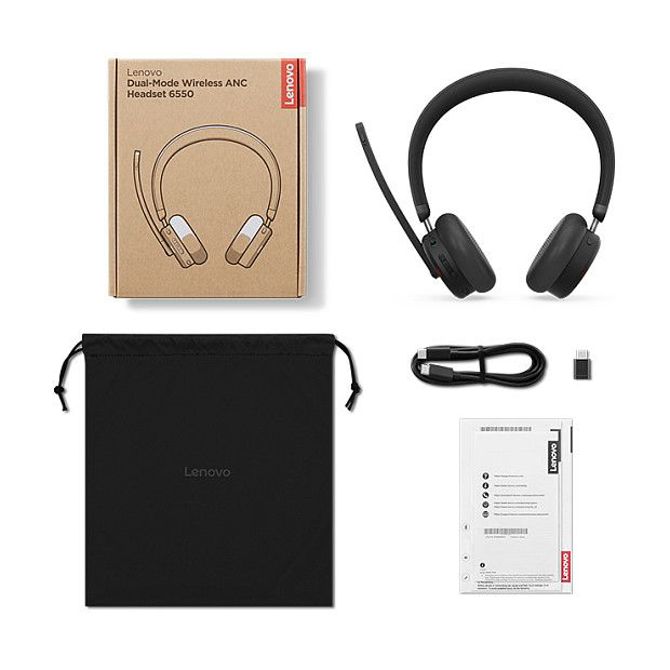 Slušalke Lenovo Dual-Mode ANC 6550 brezžične, Bluetooth 5.3, USB-C, 60 h baterija, Teams certifikat 4