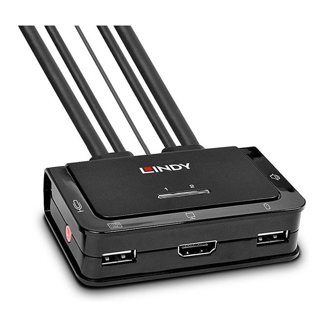 LINDY 2-portno HDMI 2.0 18G, USB 2.0 KVM stikalo z zvokom 2