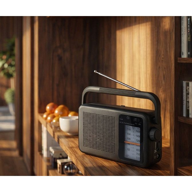 Radijski sprejemnik Manta MARDI919 San Remo FM/AM, USB-C, baterijsko ali omrežno napajanje, izhod za slušalke, retro črna 5