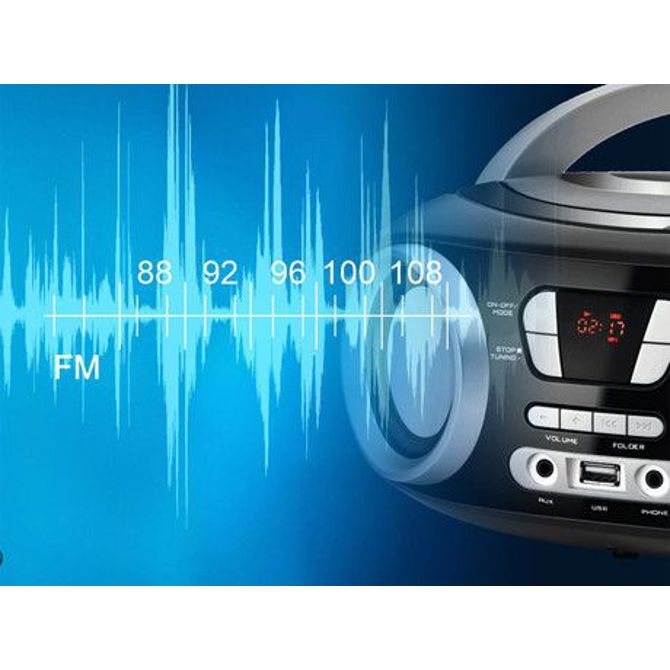 MANTA MM9310BT CHILLI radijski sprejemnik, FM Radio, Bluetooth 5.1, žično / brezžično delovanje, LCD zaslon, gumbi za upravljanje, ročaj za prenašanje , USB / AUX / Audio-in, črno srebrn 4