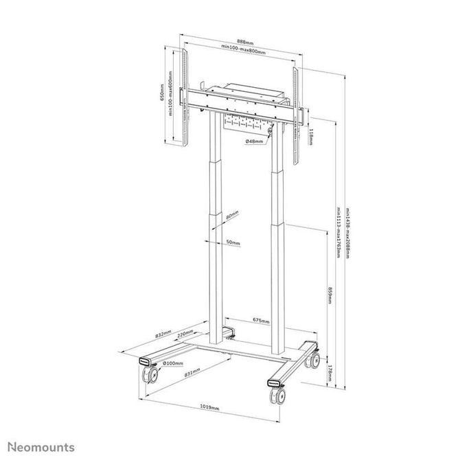 Neomounts Mobilno stojalo za zaslone 37-100'' 110 kg, motorizirano, FL55-875BL1 6