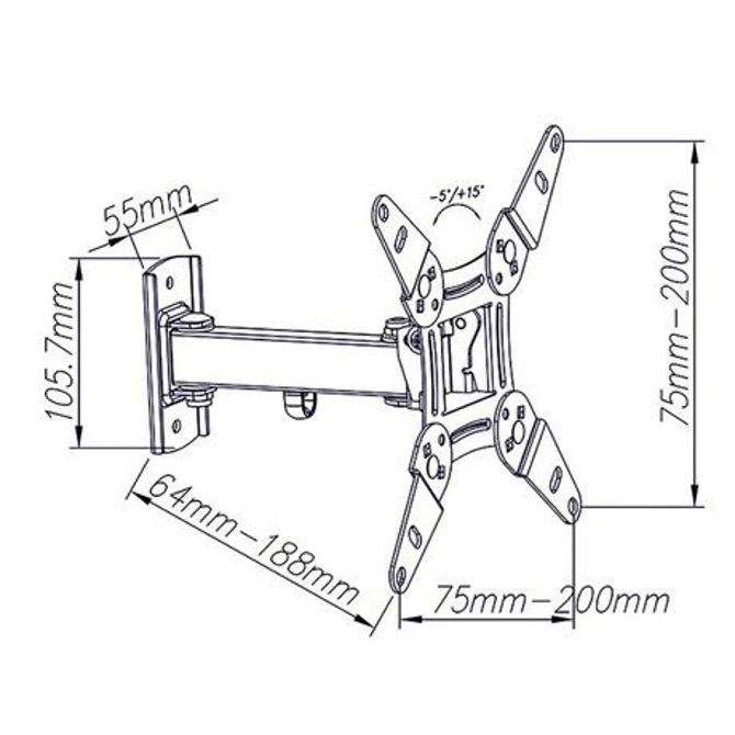 Nosilec / roka za TV BLOW 76-853, 13''-42'', 180°, naklon -5°/+15°, do 20kg 3