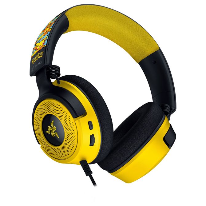 Slušalke Razer Kraken V4 X Pokémon KantoStarters Ed., binauralne, žične, virtualni prostorski zvok, zložljiv mikrofon, osvetlitev ozadja 3