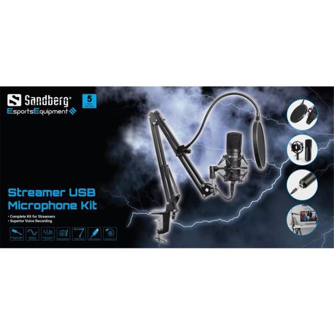 Sandberg Streamer USB Microphone Kit mikrofon 3
