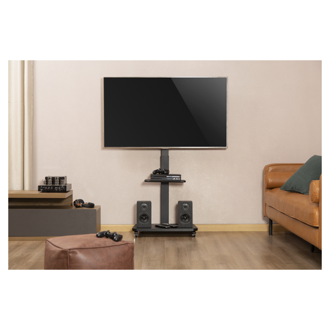 Stojalo za TV Gembird TVS-75S-02, 94–191 cm (37–75), mobilno, VESA do 600x400, nastavljiva višina, kolesa, črne barve 5