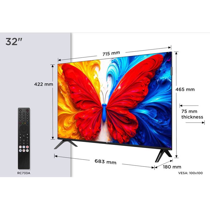 Televizor TCL 32S5L QLED, Android TV, HDR10, Dolby Audio, Wi-Fi 2