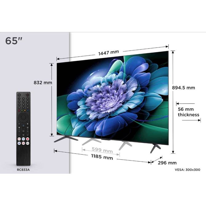 Televizor TCL 65C69K 65C69K, 4K QD-Mini , Google TV, 144Hz, Onkyo zvok z Dolby Atmos 65C69K 3