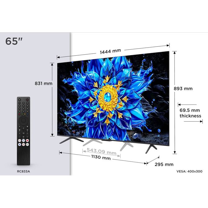 Televizor TCL 65P8L 4K QD-Mini LED, 144Hz, Dolby Vision, ONKYO zvok, Google TV 2