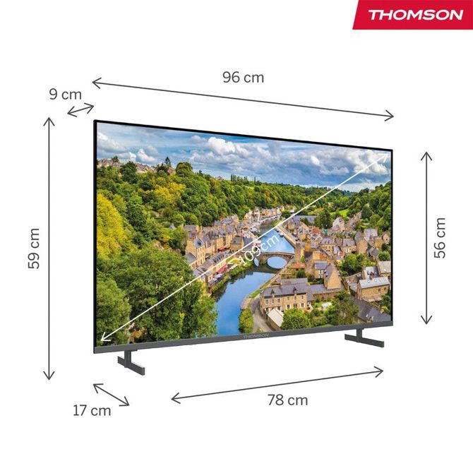 Televizor THOMSON 43FQG3S15 QLED TV sprejemnik, 109cm (43), Full HD, Google TV, WiFi, Bluetooth, HDR10, Dolby Audio, Google Assistant, Chromecast, HOTEL Mode, Frameless oblika, pametni daljinec 2