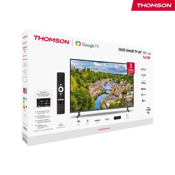 Televizor THOMSON 43FQG3S15 QLED TV sprejemnik, 109cm (43), Full HD, Google TV, WiFi, Bluetooth, HDR10, Dolby Audio, Google Assistant, Chromecast, HOTEL Mode, Frameless oblika, pametni daljinec 5