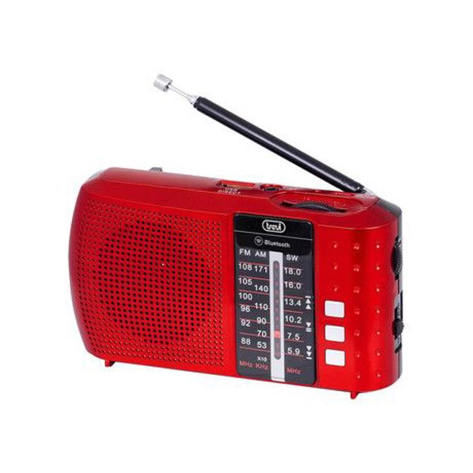 TREVI RA 7F20 Prenosni Radio FM/AW/SW, Bluetooth, MP3, USB/MicroSD, polnilna baterija, rdeč 2