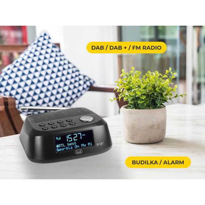 TREVI RC 80D4 Radio alarm ura + DAB/DAB+/FM Radio, USB polnilec, črna 2