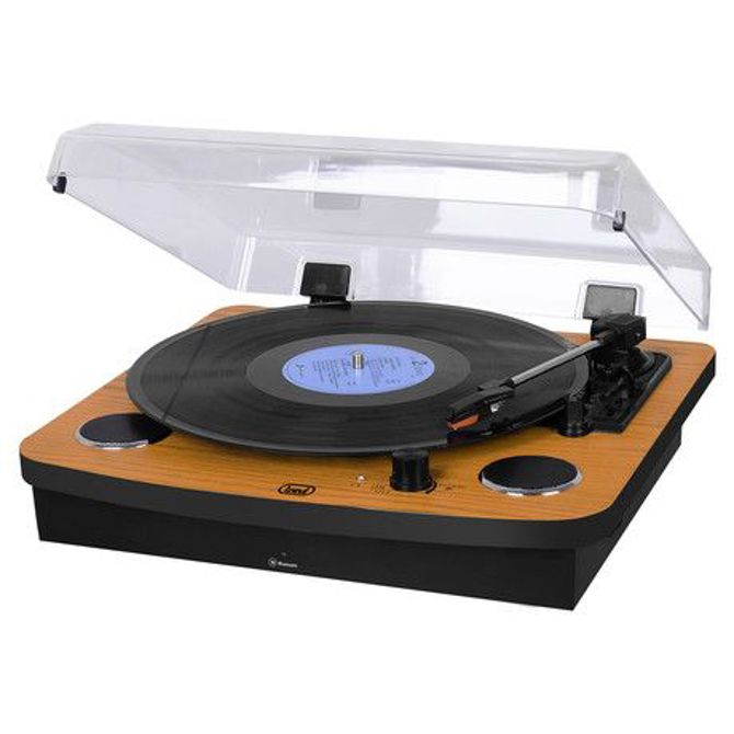 TREVI TT 1022 BT Prenosni gramofon s tehnologijo Bluetooth, STEREO zvočnika, AUX-IN, RCA, črno lesen 3