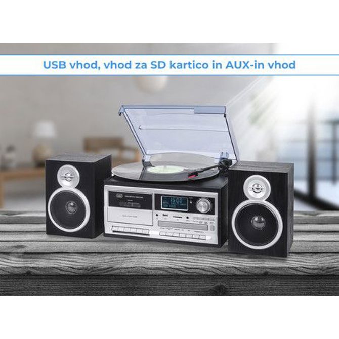 TREVI TT-1072, Glasbeni sistem, FM Radio DAB/DAB+, Gramofon, Kasetofon, BT/CD/MP3/USB/AUX-in, LCD zaslon, črn 3