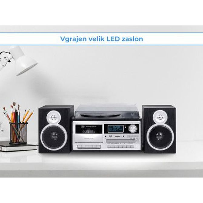 TREVI TT-1072, Glasbeni sistem, FM Radio DAB/DAB+, Gramofon, Kasetofon, BT/CD/MP3/USB/AUX-in, LCD zaslon, črn 4