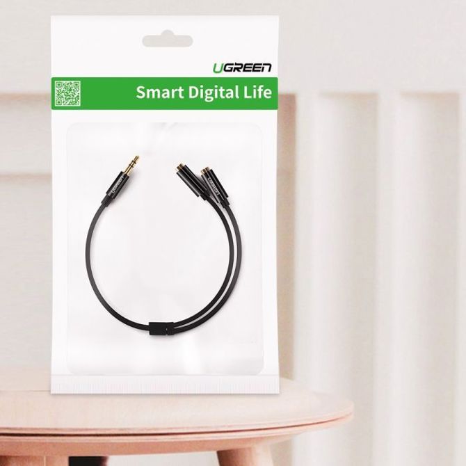 Ugreen adapter 3.5mm (M) na 2x avdio (Ž) črn - polybag 2