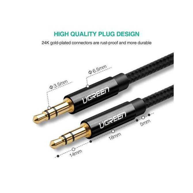 Ugreen aux avdio kabel 3.5mm 1m črn - polybag 5