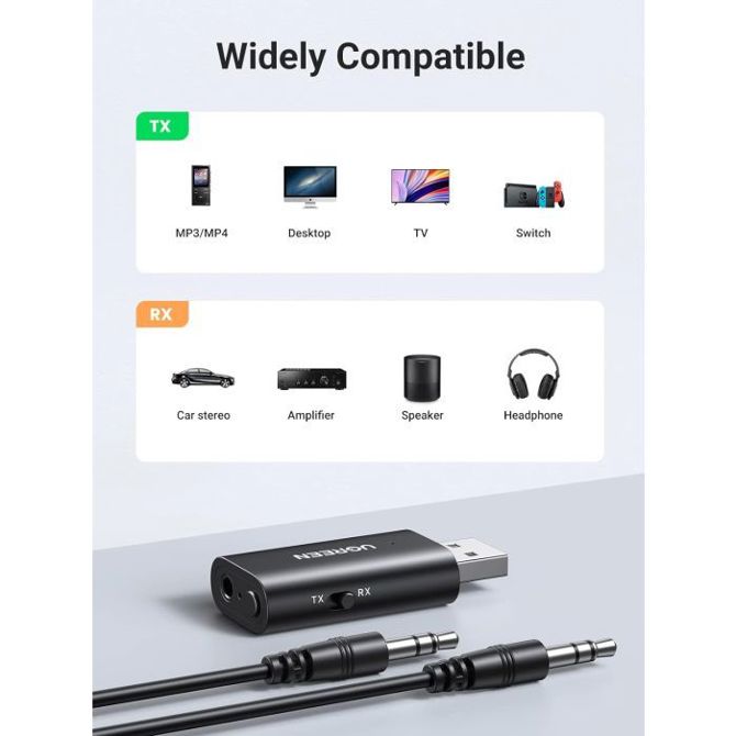 UGREEN bluetooth 5.1 brezžični oddajnik/sprejemnik 2v1 za TV, Domači avdio sprejemnik, Avtoradio,... 2
