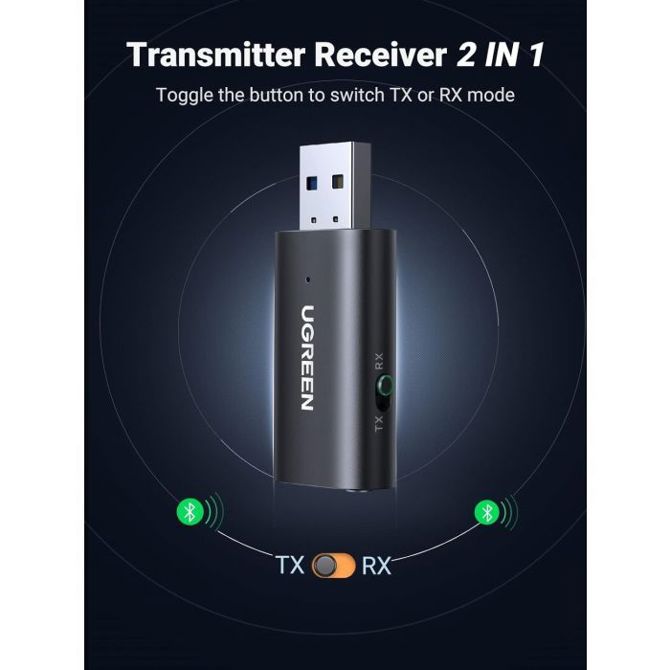 UGREEN bluetooth 5.1 brezžični oddajnik/sprejemnik 2v1 za TV, Domači avdio sprejemnik, Avtoradio,... 4