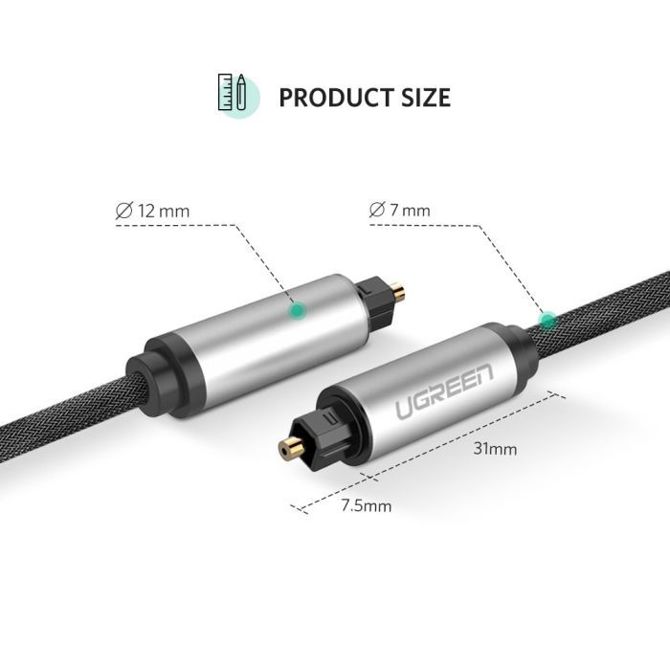 Ugreen Toslink optični kabel - pleten 3 m - box 5