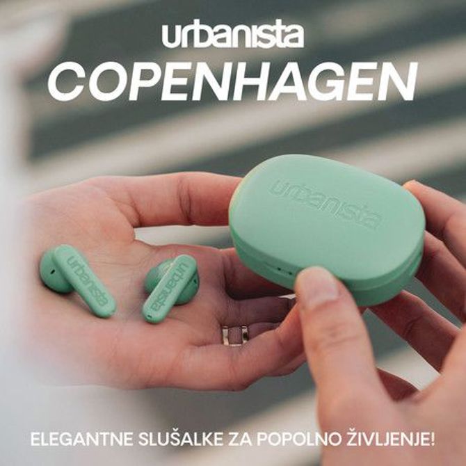 URBANISTA COPENHAGEN brezžične slušalke, Bluetooth® 5.2, TWS, do 32 ur predvajanja, upravljanje na dotik, IPX4 vodoodpornost, USB Type-C, zelene (Sage Green) 5