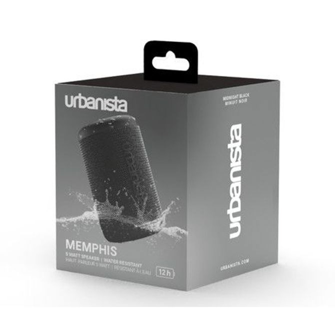 URBANISTA MEMPHIS prenosni zvočnik, 5W, Bluetooth® 5.2, TWS, do 12 ur predvajanja, upravljanje z gumbi, IPX5 vodoodpornost, USB Type-C, črn (Midnight Black) 2