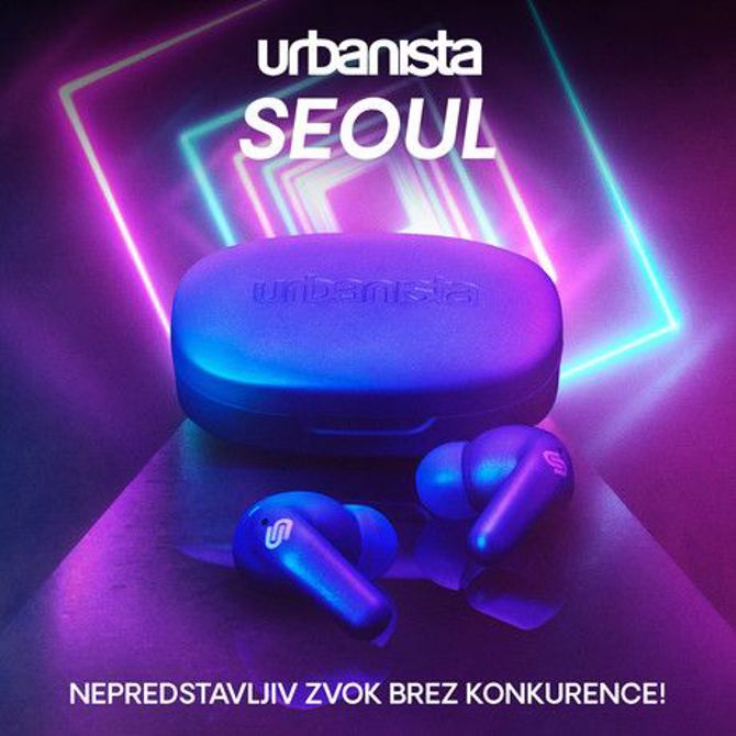 URBANISTA SEOUL brezžične slušalke, Bluetooth® 5.2, TWS, do 32 ur predvajanja, upravljanje na dotik, brezžično polnjenje, nizka zakasnitev, modre (Electric Blue) 5