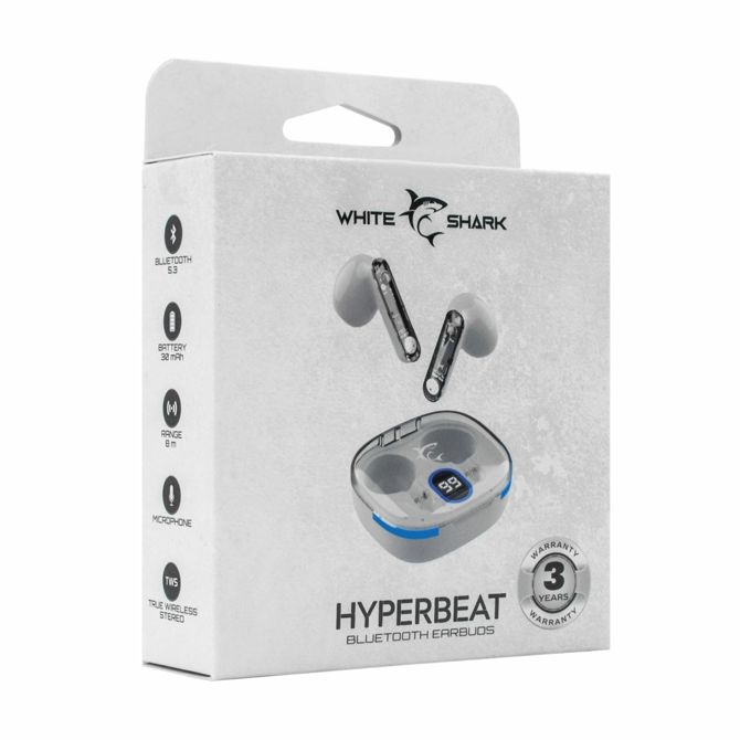 WHITE SHARK slušalke HYPERBEAT bele bluetooth z mikrofonom GEB-TWS37 4