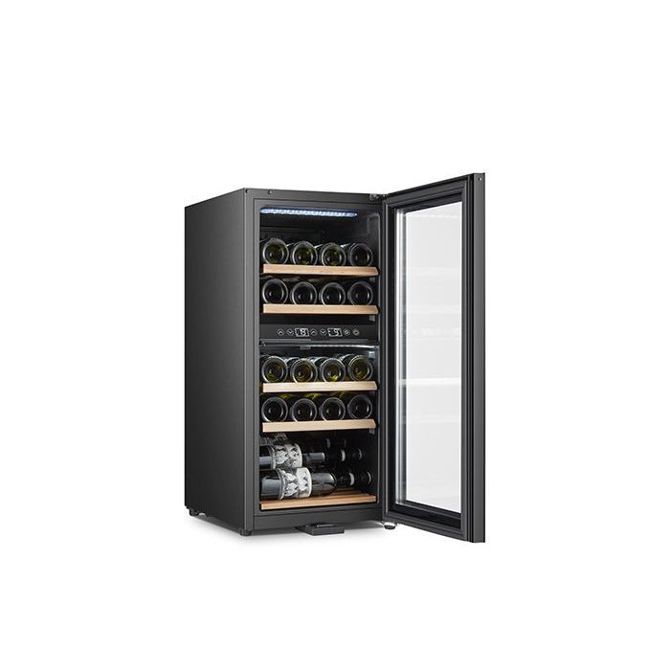 Vinska vitrina Adler AD8080, 24 steklenic, 60 l, dvojna hladilna cona, 39,5 x 49,6 x 82 cm