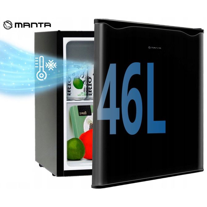 Mini hladilnik Manta MM515P, 46 L, 6-stopenjski nadzor temperature, predal z nizko temperaturo, energijski razred E, črn