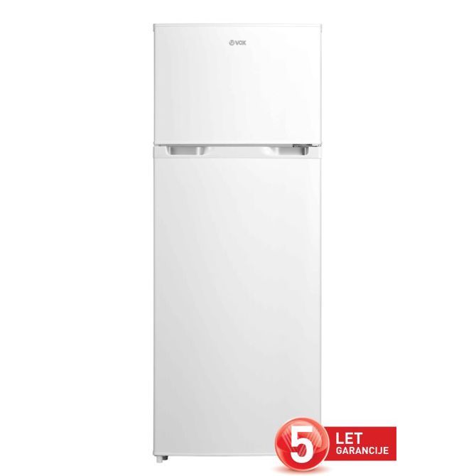 Kombinirani hladilnik VOX KG2730E, 204 L, 143 cm, zamrzovalnik zgoraj, energijski razred E, bele barve