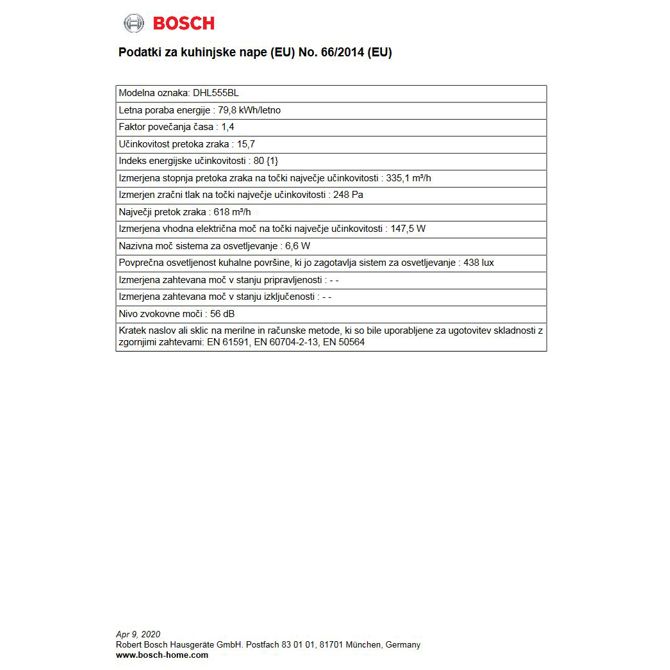 Vgradna napa Bosch DHL555BL 4