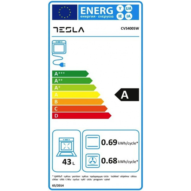 Električni štedilnik Tesla CS5400SW, pečica: 48 l 3