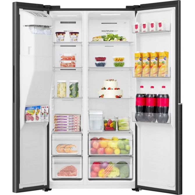 Ameriški hladilnik Gorenje NRS917E61BX, 528 l, NoFrost Plus, MultiFlow 360°, dozirnik vode in avtomat za led, črne barve 4