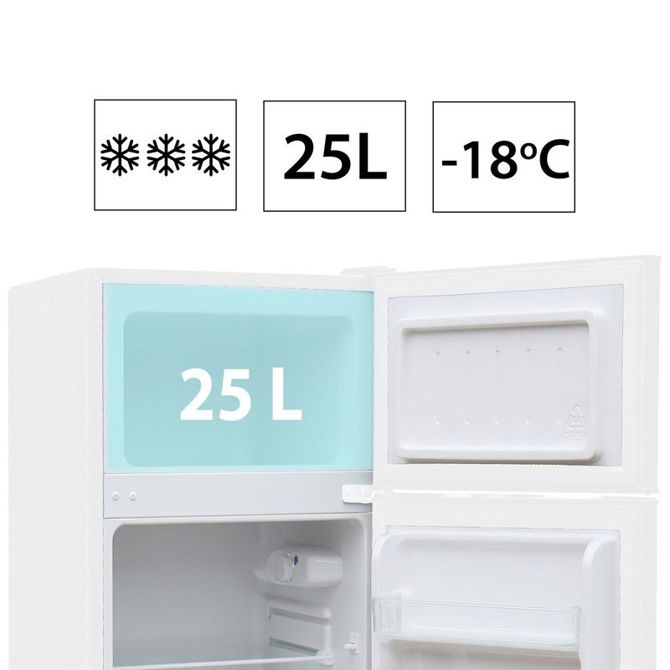Mini hladilnik Manta MM545D, 88L, 2 vrata, zamrzovalnik do -18°C, 6-stopenjski nadzor, LED osvetlitev, Pure White 3