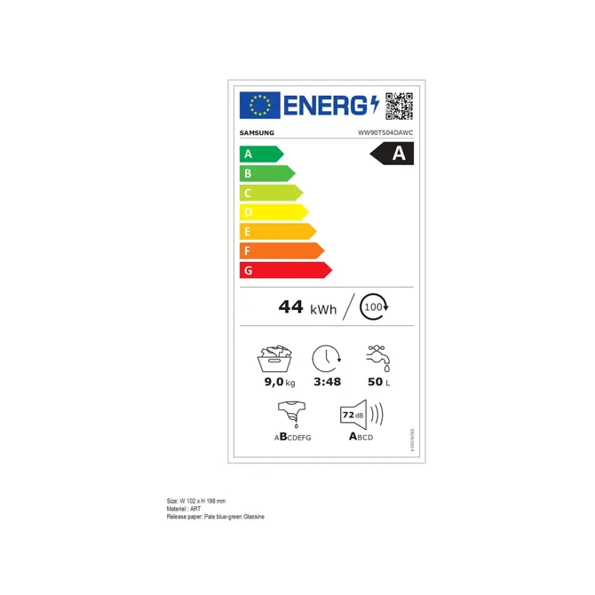 Pralni stroj Samsung WW90T504DAWCS7, 1400 obr/min, SmartThings,EcoBubble tehnologija, Wi-Fi, AI Energy, 9gk, bela 6