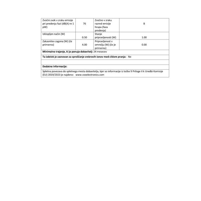 Pralni stroj VOX WM 1065-SYTQD, razred D, 6 kg, 1000 obr./min, 15 programov, 59,7 x 84,5 x 41,6 cm, bela 4