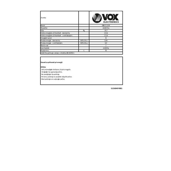 Vgradna pečica Vox EBB 2110 IX 4