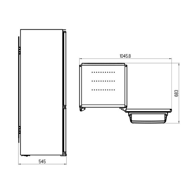 Vgradni hladilnik VOX IKK 2460 E, 154 l + 57 l, 38dB, razred E, višina 144,5cm, širina 54cm 4