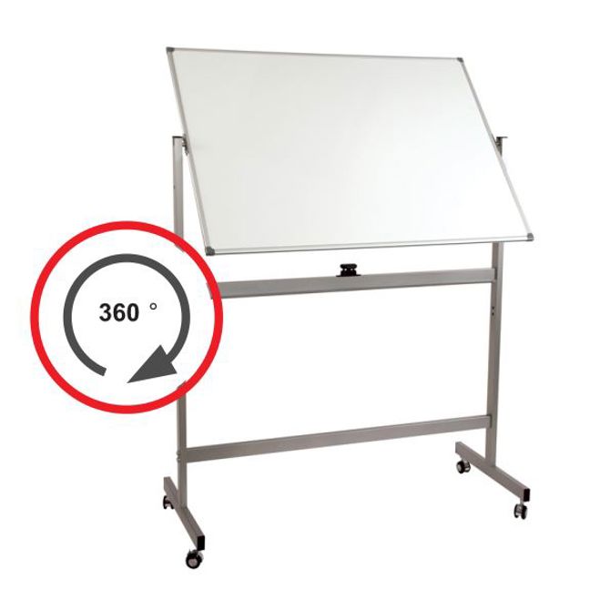 Vrtljiva bela tabla 90x120cm na kolesih MRW-601TX