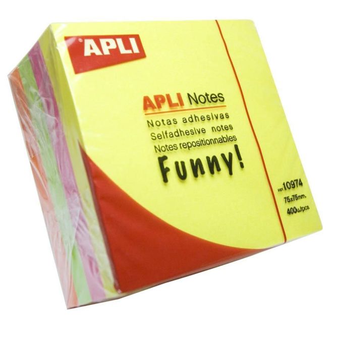 Samolepilni lističi APLI, 75 mm x 75 mm, 400 lističev, žive barve