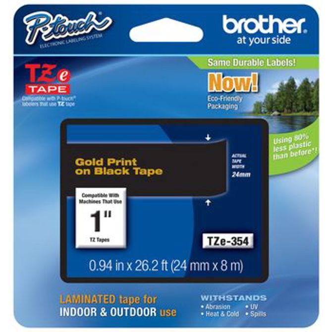Brother TZe-354 (TZE354) 24mm x 8m zlato na črno, etikete