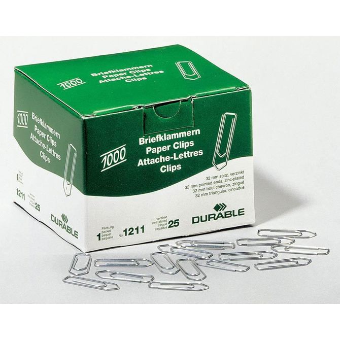 Durable Papirne sponke pocinkane, 32mm, 1000 kos (1211)