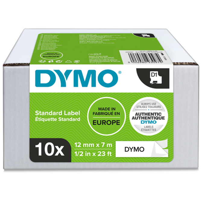 Dymo 2093097 D1 črna na belo 12mm x 7m 10-pack (S0720530), standardna etiketa