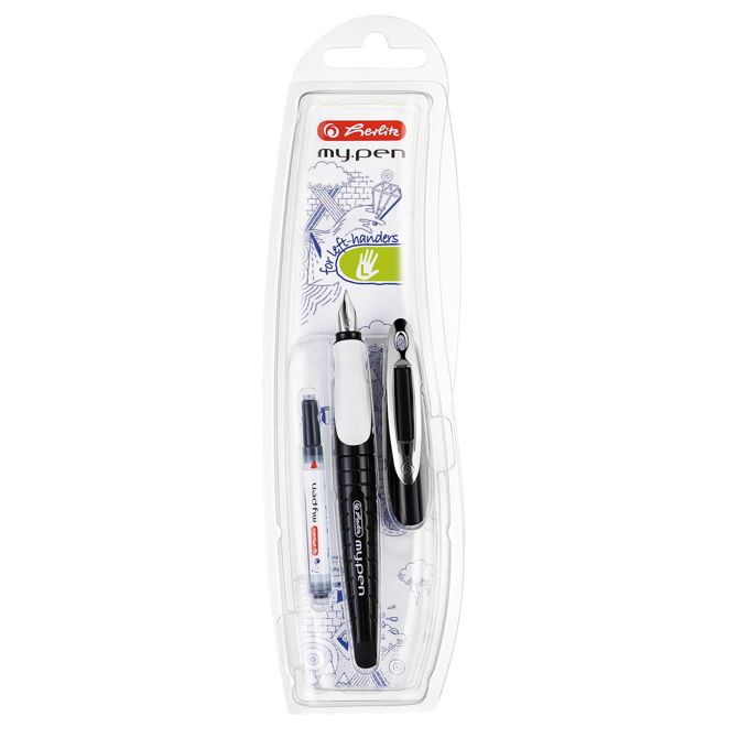 Herlitz nalivno pero MY.PEN za levičarje, Black/White, na blistru
