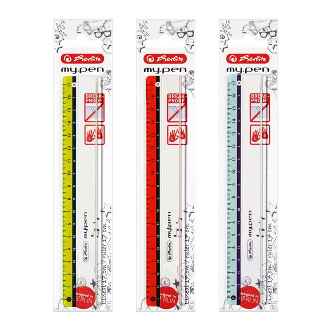 Herlitz ravnilo my.pen, 17 cm, sort barve
