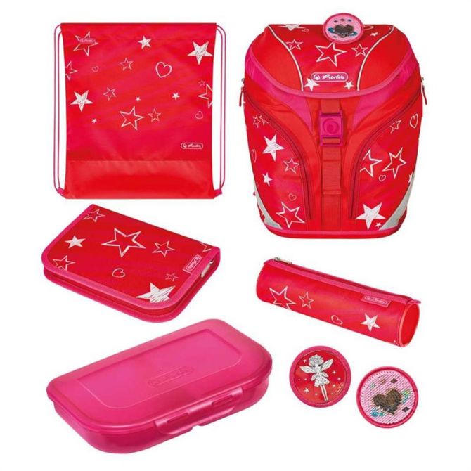 Šolska torba in peresnica Herlitz SoftLight Plus, komplet, rdeč