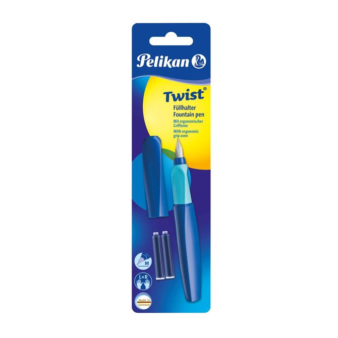 Pelikan nalivno pero Twist + 2x črnilni vložki, Deep Blue, na blistru