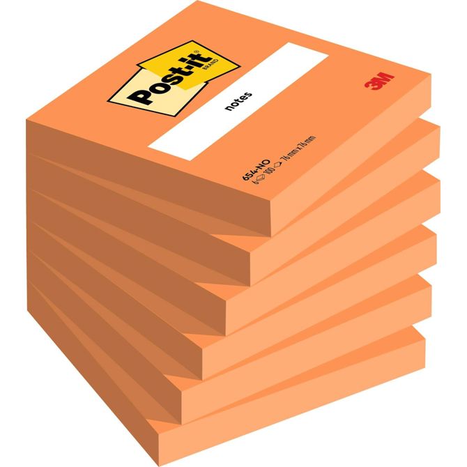 3M samolepilni lističi Post-it, 654-NO, 76 x 76 mm, 100/1, neon oranžni 2